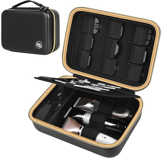 Boobowl Barber Accessories Bag for Clippers and Supplies, Mens Hair Trimmers Box, Portable Clipper Storage Holder for Hair Cutting, Guard Grooming Kit and Barbers Supplies (Bag Only)-Dark Black