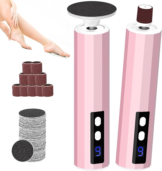 Electric Foot Callus Remover, 2-in-1 Electric Foot Filer/Nail Filer, Callus Remover for Feet with 40Pcs+10Pcs Sandpaper Discs, Professional Pedi Feet Care Perfect for Dead Skin Calluses Gift 【Pink】