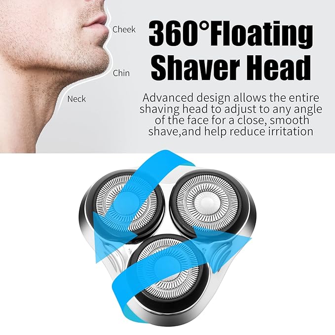 Universal Rotary Replacement Shaver Head,Compatible with Remington Shaver Series,for R3,R4,R5,R6,R7,R8,SP-3141 and SP-5161 Foils/Blades (Silver(2 Count))