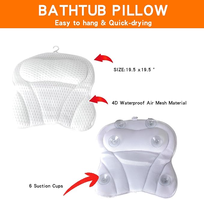 Bathtub Tray Table and Bath Pillow, Expandable and Foldable Bath Caddy Tray for Tub, Luxury Bathtub Accessories