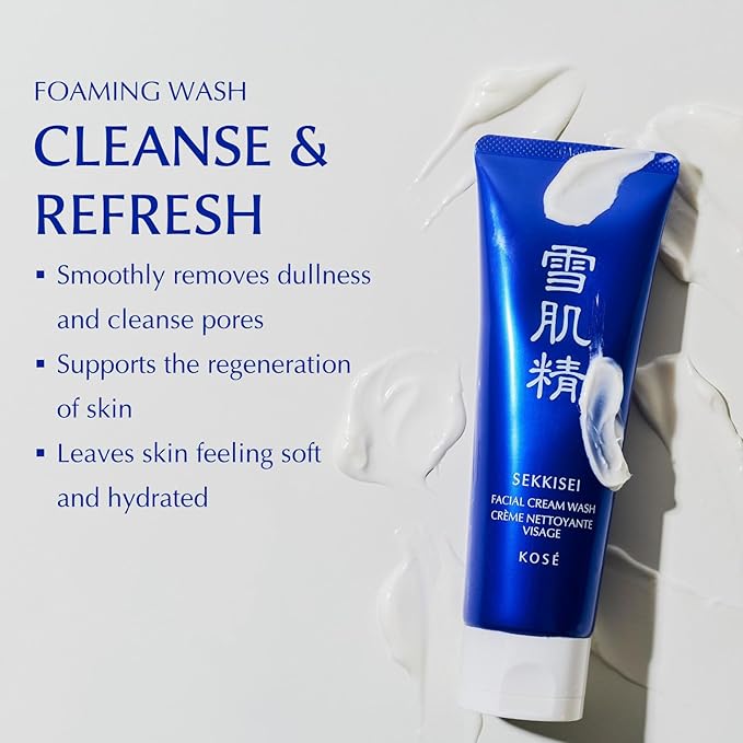 SEKKISEI Cleanse DUO Bundle, Treatment Cleansing Oil (5.4 oz) & Facial Cream Wash (4.5 oz) Face Cleanser kit