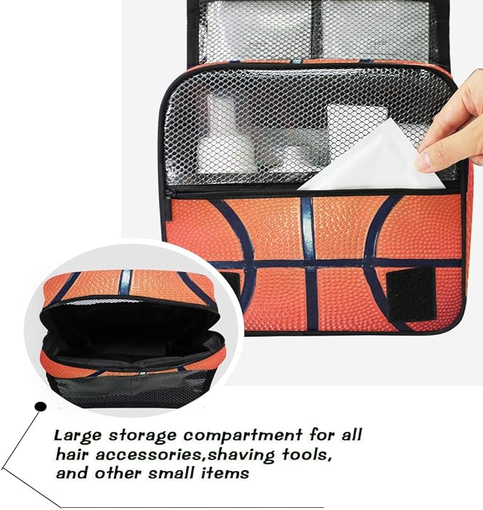 Hanging Toiletry Bag Sport Ball Basketball Portable Travel Cosmetic Makeup Bag Bathroom Shower Shaving Kit Organizer Bag for Men Women