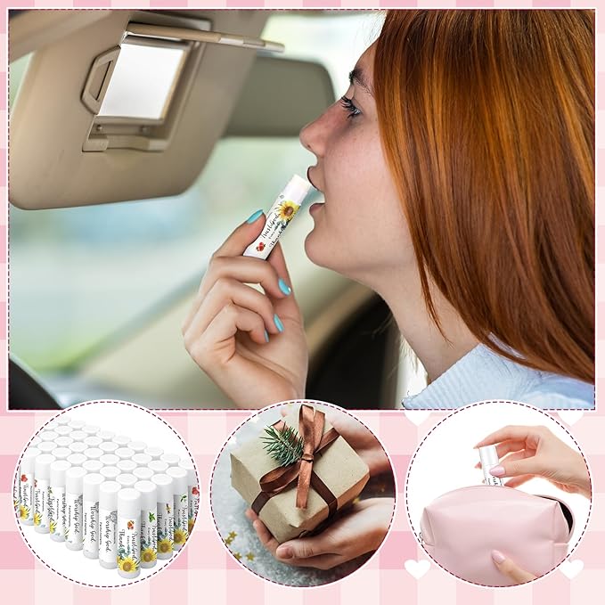 50 Pcs Lip Balm Bulk Christian Gift for Women Faith Religious Bible Verse Lip Balm Inspirational Gift Scripture Moisturizing Lip Care Product for Coworker Sister Teacher(Sunflower)