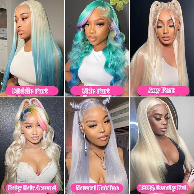 613 Lace Front Wig Human Hair 13x6 HD Transparent Blonde Lace Front Wigs Human Hair Pre Plucked With Baby Hair 613 HD Lace Frontal Wig 180% Density Straight Lace Frontal Wig Human Hair 24 Inch
