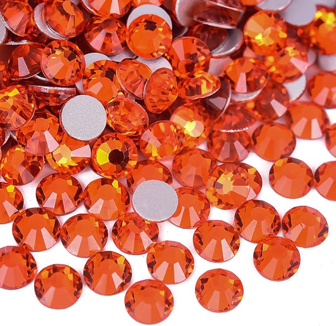 Blinginbox Flatback Rhinestones Bulk,14400pcs Crystal Round Loose Gemstones Glass Rhinestones for Crafts Makeup Nail Art Clothes Shoes DIY Decorations(SS16,3.8-4.0mm,Orange)