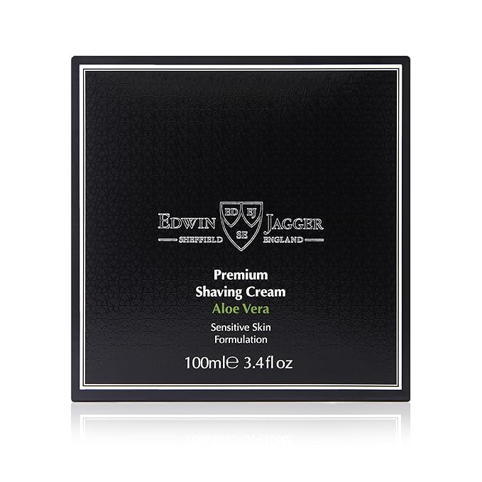 Edwin Jagger 99.9% Natural Premium Shaving Cream, 100ml Tub - Aloe Vera, 3.4-Ounce