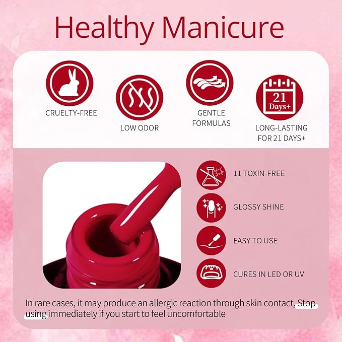 UR SUGAR Red Gel Nail Polish Set, 10 Colors Red Collection Gel Polish Glitter Red Dark Red Burgundy Red Bloody Red Gel Polish Set for All Seasons Soak Off Gel Nail Manicure Gifts Set for Women