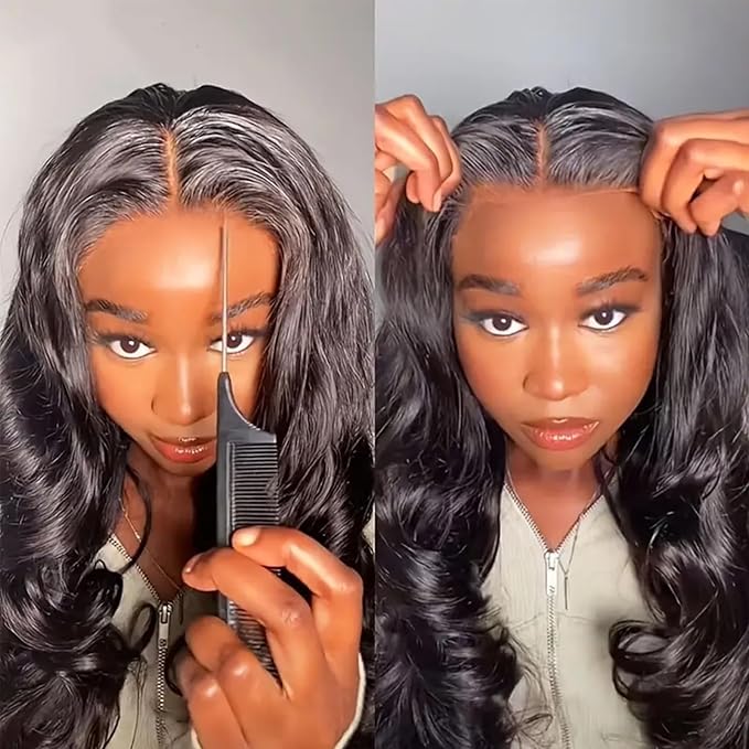 13x6 Glueless Wigs Human Hair Pre Plucked Pre Cut 28 Inch Wear and Go Glueless Wig 10A HD Body Wave Lace Front Wigs Human Hair Pre Plucked 180 Density Wigs for Women No Glue 3 Seconds for Beginners