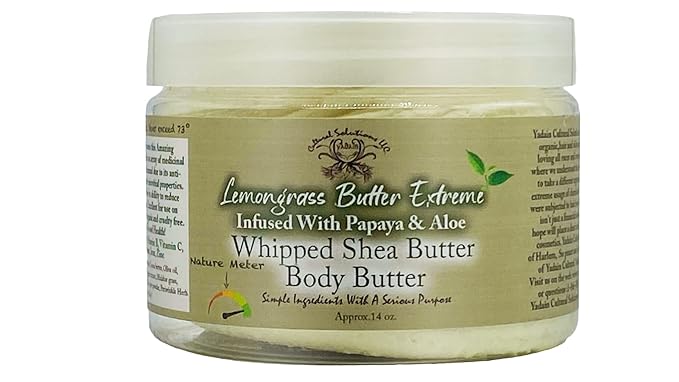 Yadain Lemongrass Extreme Body Butter | Whipped Shea Butter for Face and Body Moisturizing Natural Body Butter for Skin Detox, Cruelty-Free, 12oz