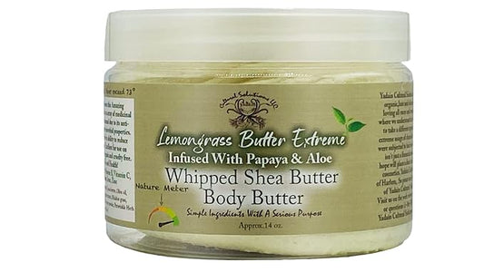 Yadain Lemongrass Extreme Body Butter | Whipped Shea Butter for Face and Body Moisturizing Natural Body Butter for Skin Detox, Cruelty-Free, 12oz