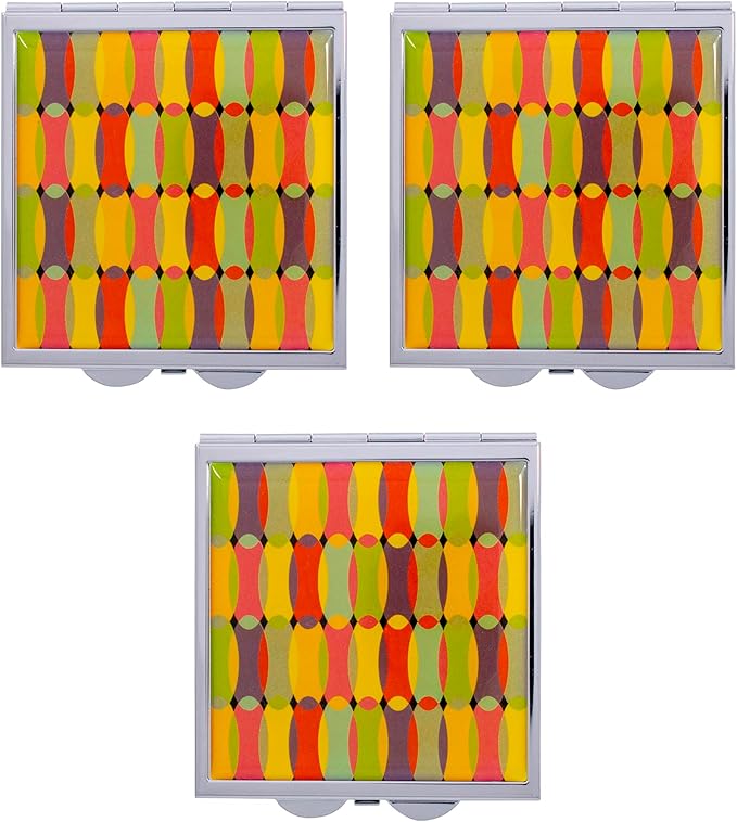 Stephanie Imports Set of 2 Rectangular Vintage Lipstick Cases With Glass Mirror (Silver Ripple)