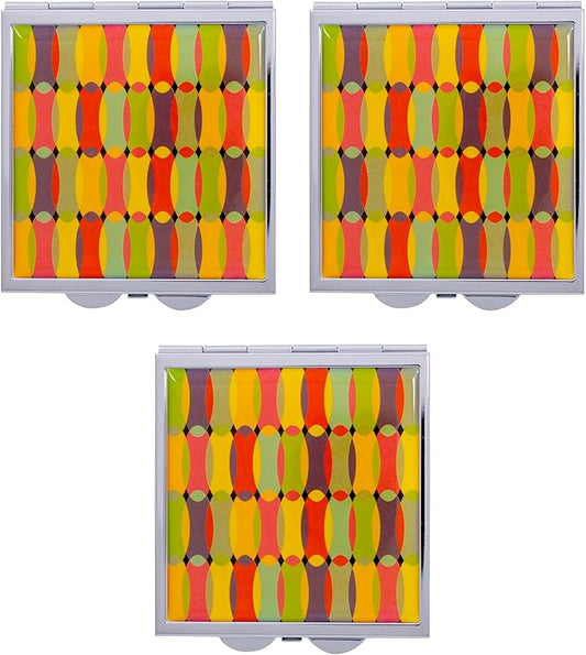 Stephanie Imports Set of 2 Rectangular Vintage Lipstick Cases With Glass Mirror (Silver Ripple)
