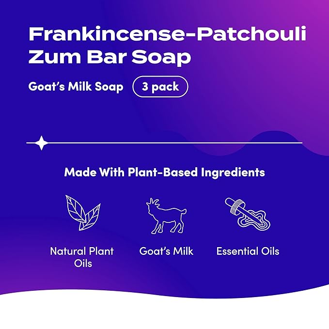 Zum Bar Goat's Milk Soap - Patchouli Blends - Orange, Mint - 3 oz (3 Pack)