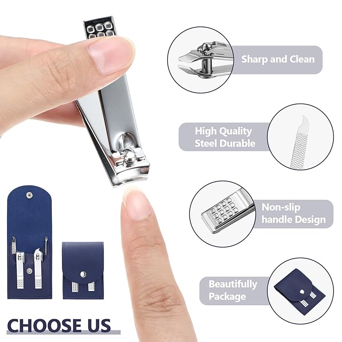Geosar 50 Set Travel Manicure Kit Nail Clippers Pedicure Professional Nail Care Tools Stainless Steel Grooming Set with Portable Travel Case Gifts for Mother Father(Navy Blue)