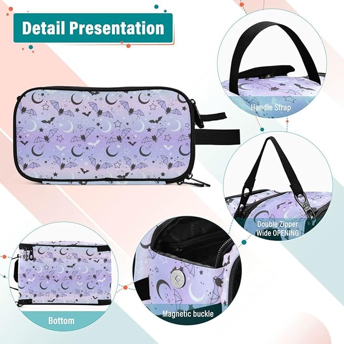 MNSRUU Starry Sky Makeup Bag - Large Capacity Travel Toiletry Bag with Cosmetic Organizer