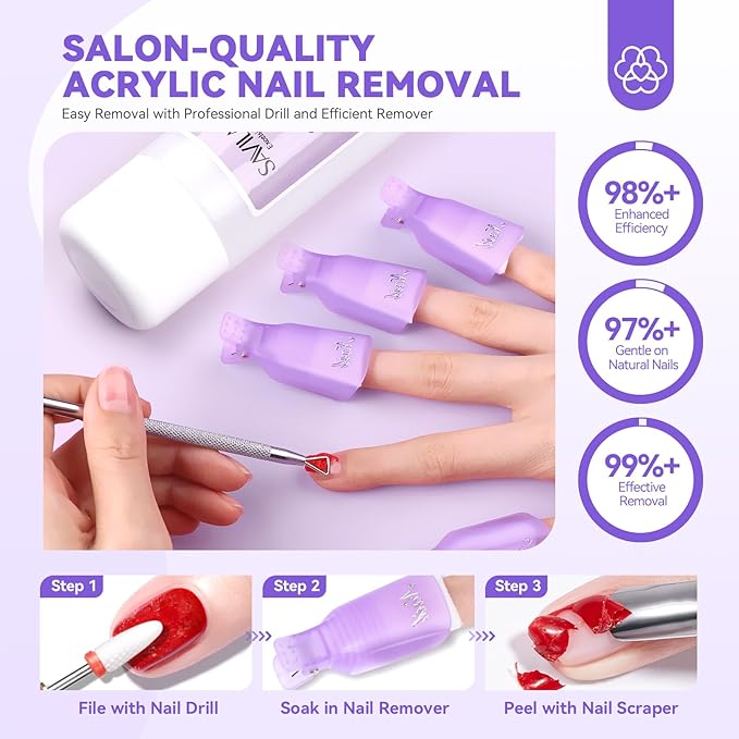 SAVILAND Acrylic Nail Kit: Nail Kit Set Professional Acrylic with Everything Arm Rest Primer Nail Drill Remover Strengthener Cream Full Tools for Beginners Salon Manicurist