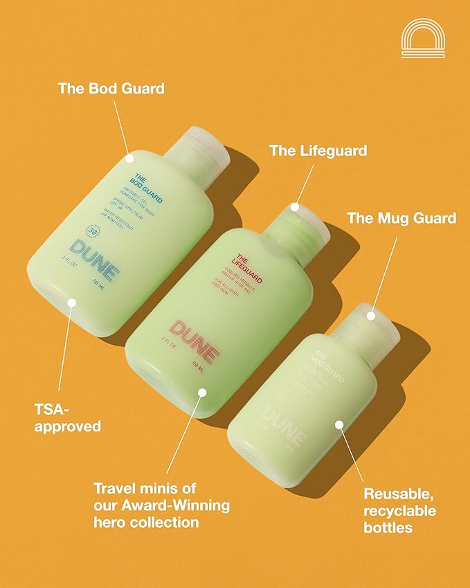 Jetsetter Gelly Pack Mini Travel Set - 7x Award-Winning Dermatologist Recommended Clear Gel Suncare for Face and Body - Bod Guard (2 Fl Oz), Mug Guard (1 Fl Oz), and Life Guard (2 Fl Oz)