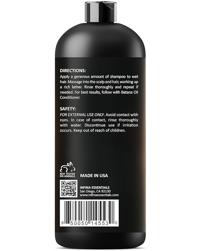 Batana Oil Shampoo with Biotin & Tea Tree Oil - Hair Growth & Thickening Shampoo for Men & Women - Sulfate Free, Promotes Hair Strength & Hydration, 16 fl oz