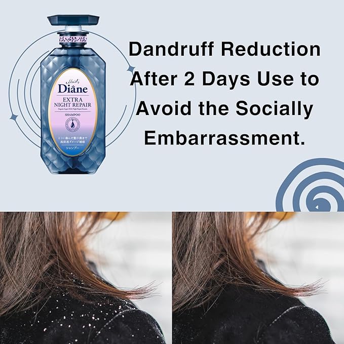 Moist Diane Natural Shampoo and Conditioner Set for Normal & Dry Hair Women & Men, Organic Hydrating Hair Care with Argan Oil from Japan, Silicone & Sulfate Free, EXTRA NIGHT REPAIR, 30.4 Fl Oz