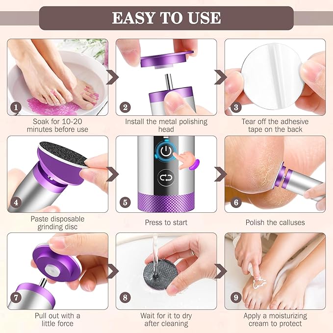 Electric Foot Callus Remover with Nano-Glass Head, 2000mAh Portable Electric Foot File with Upgraded Powerful Metal Gear Motor, Premium Aluminum Electric Callus Remover for Feet, Gifts for Men Women