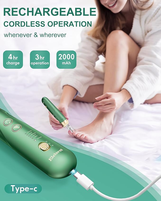 Manicure Kit for Women Men Baby: Eletorot Professional Pedicure Nail File, 8 in 1 Electric Nail File Set, Cordless Pedicure Tools for feet, 5 Speeds Manicure Set, Toe Nail Grinder Kit for Thick Nails