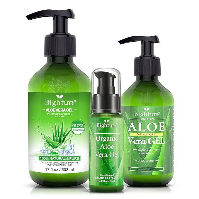 Aloe Vera Gel, Aloe Vera Gel Extracted from Freshly Cut Pure Aloe Leaves, Skin Care for Deeply & Rapidly Soothing, Firming, After Shave, Sunburn Relieve, etc (Travel Pack)