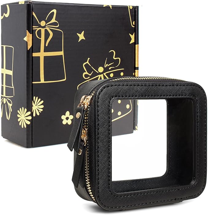 Small Makeup Bags for Purse TSA Approved Toiletry Bag Small Cute Clear Toiletry Bags for Carry-on Traveling Travel Size Car Accessories Essentials Organziation Storage for Women Girls(Black, Mini)