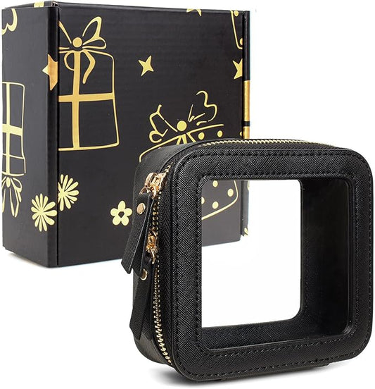 Small Makeup Bags for Purse TSA Approved Toiletry Bag Small Cute Clear Toiletry Bags for Carry-on Traveling Travel Size Car Accessories Essentials Organziation Storage for Women Girls(Black, Mini)