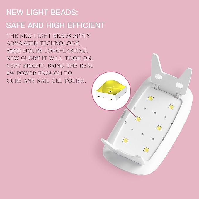 Beetles U V Light for Nails Mini Nail Lamp Poly Nail Gel Curing Lamp, 4Pcs 7.5Ml Black White Colors with No Wipe Top Coat and Base Coat Gel Polish Set