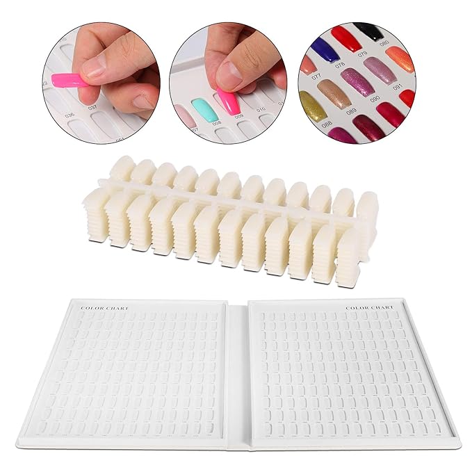 Acycion2A 308 nail display chart with 360 false nail tips (Silver)
