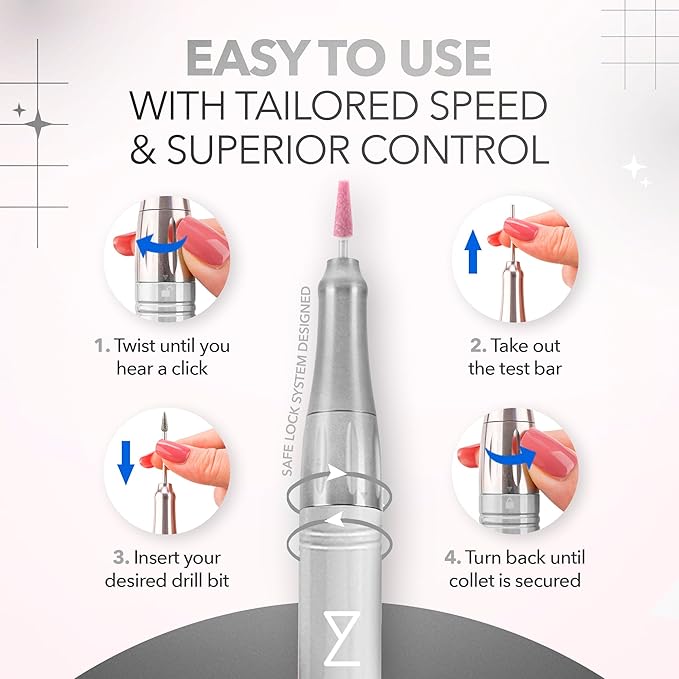 M Mase- Professional Nail Drill Machine - 2-in-1 Nail File - Cordless, 35000 RPM, HD Display - Gift for Her - Electric Nail Drill for Professional & Home Use (White)