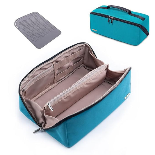 Large Travel Bag - 2in1 Hair Tools Organizer for Dryer Brush, Flat Irons, Straighteners, Curling Irons, Makeup Bag for Travel Essentials