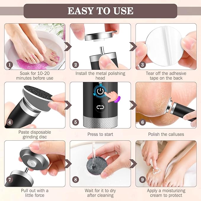 Electric Foot Callus Remover with Nano-Glass Head, 2000mAh Portable Electric Foot File with Upgraded Powerful Metal Gear Motor, Premium Aluminum Electric Callus Remover for Feet, Gifts for Men Women