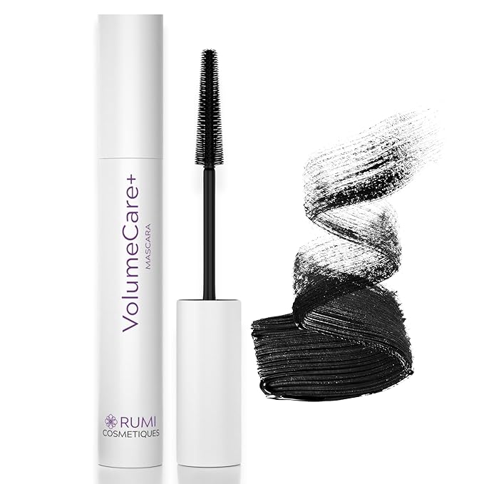 VolumeCare+ Mascara For Older Women - Extreme Length and Volume 2-in-1 Formula - No Clumps, Long-Wearing, Hypoallergenic Mascara For Sensitive Eyes (Natural Black)
