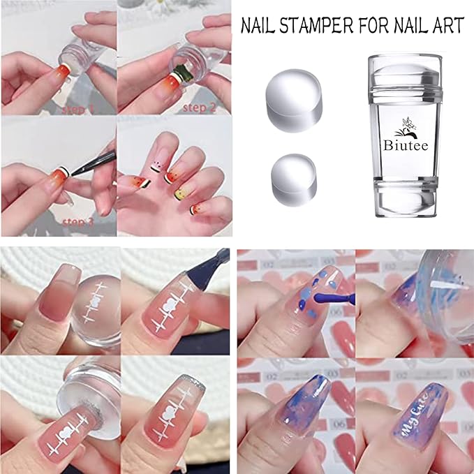 7 Colors Nail Stamping Polish Gel Nail Stamper Kit with 5 Pcs Nail Stamping Plates for Nails Art Stamp Beginners Kit