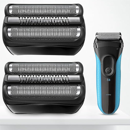 21B-Series 3 Replacement Heads Compatible with Braun Series 3 Electric Shaver for Braun S3 Foil Shaver fit for Electeic Razor 5409,3040s,300s,310s,320s,3050cc,3090cc,3010s,3030s