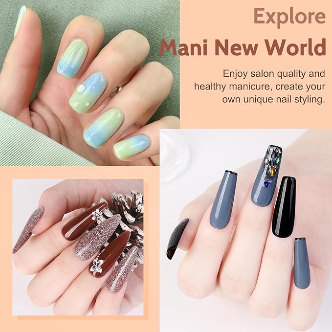 Lavender Violets 73 Pcs Gel Nail Polish Kit with U V Light, 45 Colors with Nail Primer,Builder Base,Matte & Glossy Top Coat Soak Off Manicure Tools Gifts for Women LA07