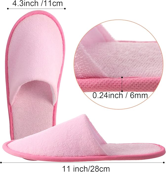 Geyoga 24 Pairs Disposable Slippers for Guests Bulk 2 Size Cotton Hotel Spa House Slippers for Graduation Wedding Party Shoeless Home Travel Individually Wrapped
