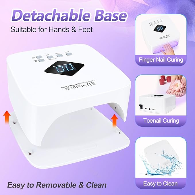 Cordless Rechargeable UV LED Nail Lamp, LKE 86W UV Light for Gel Nails UV Nail Light Nail Dryer with 3 Timer Setting Display Auto Sensor Professional Quick Dry Gel Polish Curing Lamp for Salon & Home