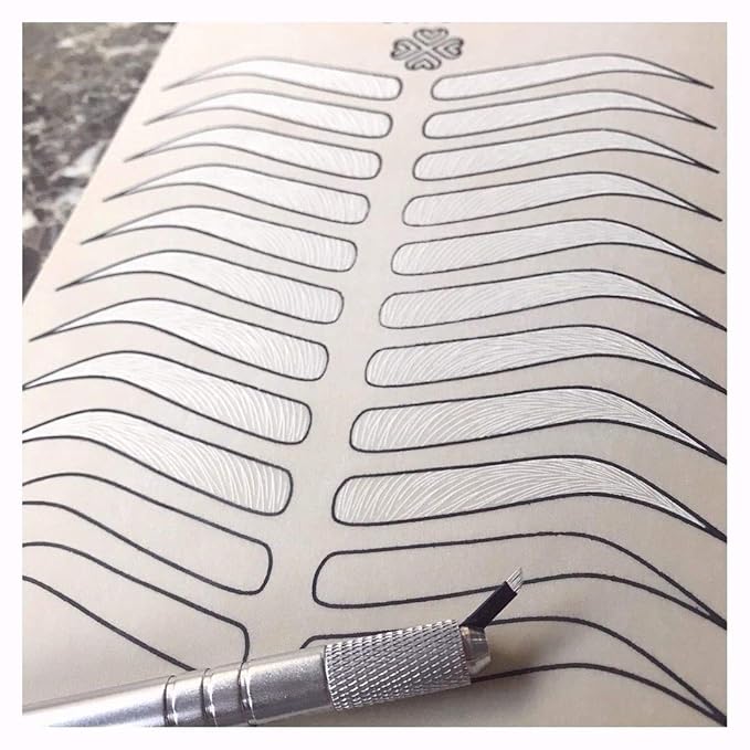 Stylia Microblading Practice Fake Skin Sheet for Eyebrow Tattoo, Fake Skin for Tattoo, Micro Blading Eye Brow Makeup, Tattoo Skin Practice Kit, Tattooing Supplies (5 Black Double Sided +1 Bonus White)