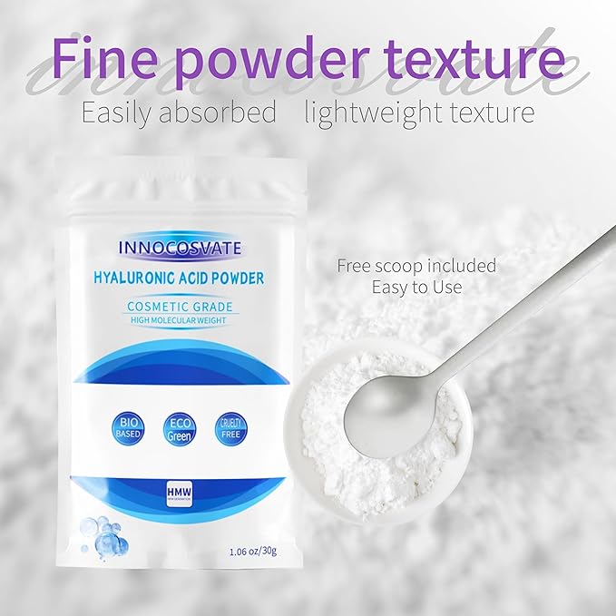 Hyaluronic Acid Powder,High Molecular weight,Cosmetic Grade,Suitable for all skin types,Deep Hydration,Eco-green DIY Skincare Formula