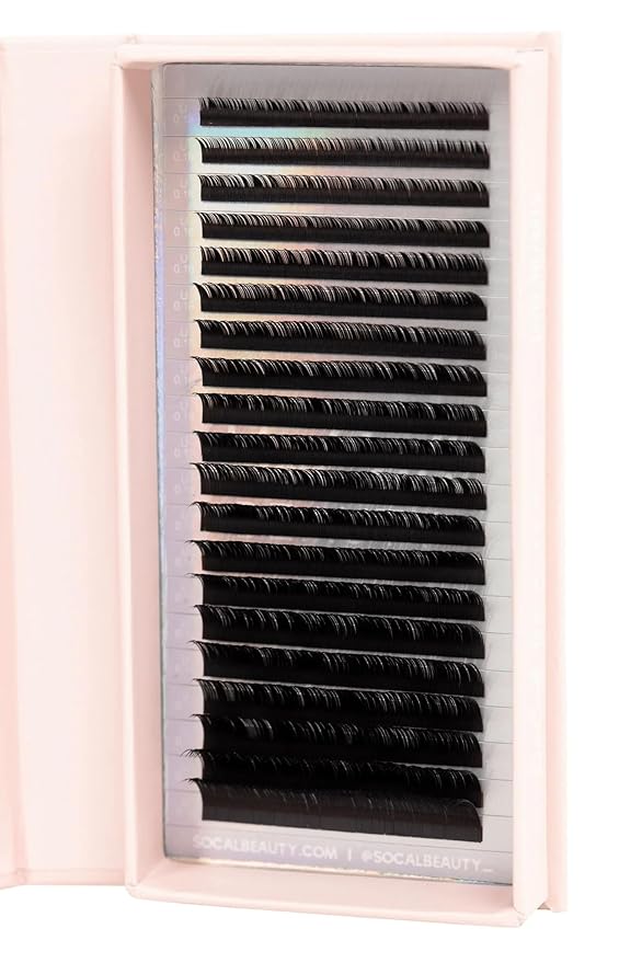 U Curl Mixed Lash Trays by SoCal Beauty - Faux Mink Eyelash Extensions (6-15mm), 20 Rows per Tray, Color-Coded, Aluminum Backing & Window View - Salon Quality Lashes