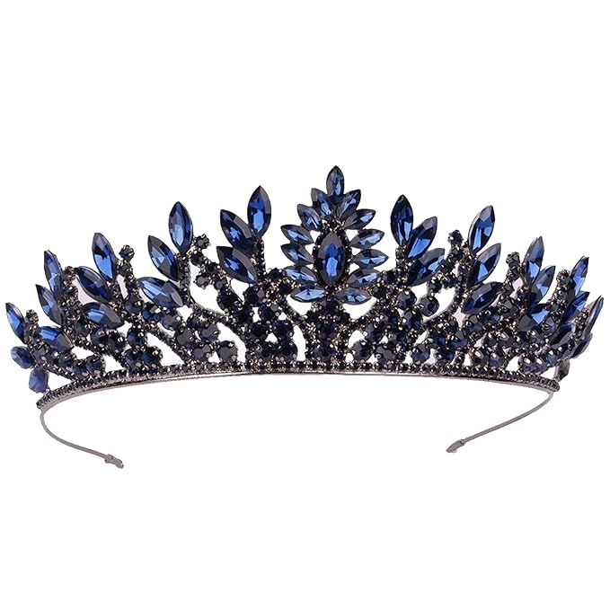 LIMELIA Women's Tiara for Henna Wedding Party|Glitter Hair Accessories for Bridal Birthday Pageant Prom Halloween Cos-play Christmas Party|Danver-Navy Blue