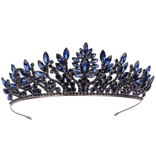 LIMELIA Women's Tiara for Henna Wedding Party|Glitter Hair Accessories for Bridal Birthday Pageant Prom Halloween Cos-play Christmas Party|Danver-Navy Blue