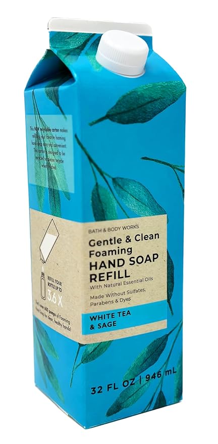 Bath + Body Works Gentle Foaming Hand Soap Refill - XL Size - 32 oz Compatible with all Bath & Body Works Gentle Foaming Hand Soap Bottles (White Tea and Sage)