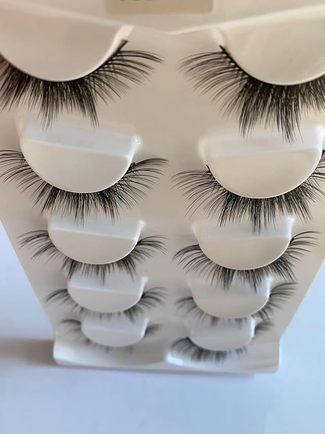 Sunniess Ombre Colored Lashes Silk Protein Fluffy Wispy Volume Fake Lashes for Halloweens Cosplay Party Stage Russian D Curl Lashes with Color Make up Faux Mink False Eyelashes 5 Pairs (5ce-01)