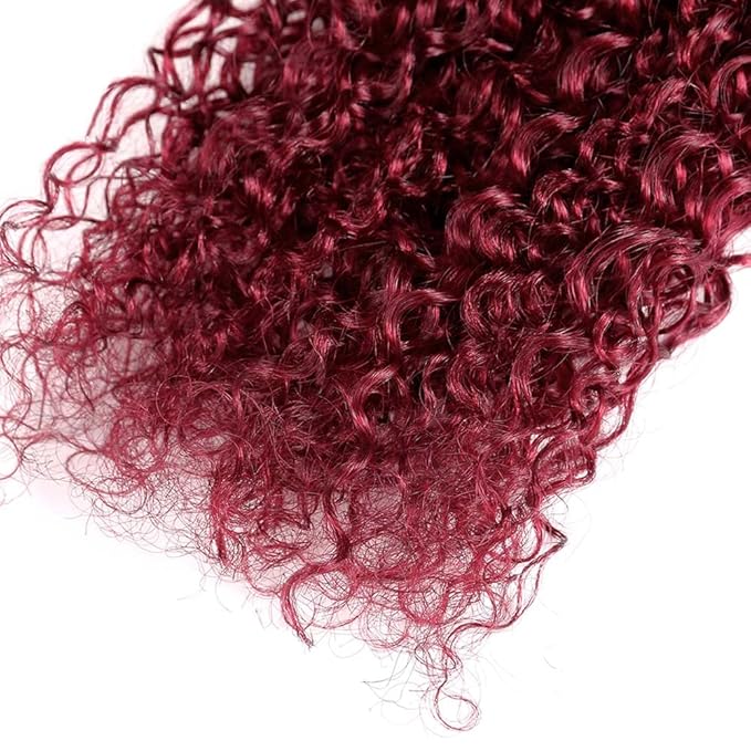 Ombre 1B99j Human Hair Curly Bundles Burgundy Curly Hair Bundles Black Mixed With Burgundy Grade 8A Two Tone Brazilian Human Hair Extensions Soft and Silky for Black Women 20 22 24 Inch