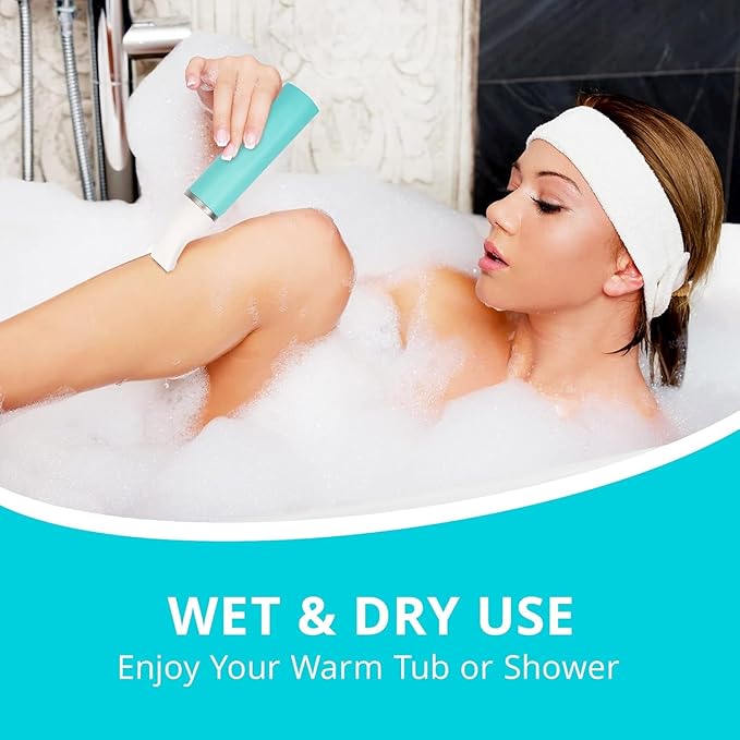 Bikini Trimmer for Women Pubic Hair: Eletctric Razors for Women - Rechargeable Eletctric Shaver for Women - Painless Bikini Trimmer Waterproof IPX7 for Body Hair Tiffany Blue