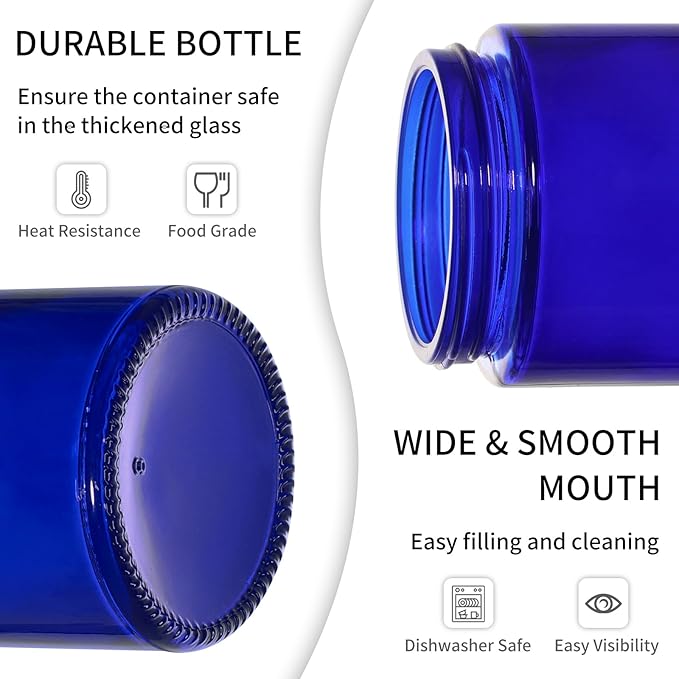 KEYWING 2oz Small Glass Jars with Black Lids, 35 Pack Blue Round Glass Cosmetic Jars with Inner Liners for Cream, Lotions, Powders and Ointments