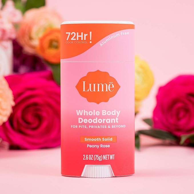 Lume Whole Body Deodorant And Soap - 2.6 Ounce Smooth Solid Stick With 72 Hour Odor Control and 5 Ounce Triple Milled Soap - Aluminum Free, Baking Soda Free and Skin Loving (Peony Rose)